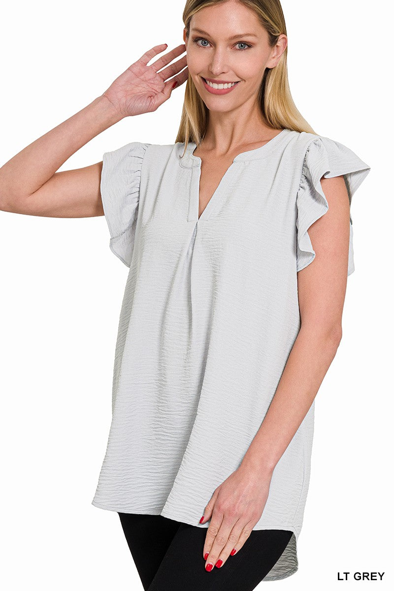 WOVEN AIRFLOW RUFFLED SLEEVE