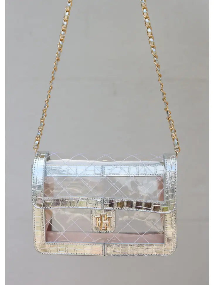 QUINN QUILTED CLEAR BAG - PLATINUM