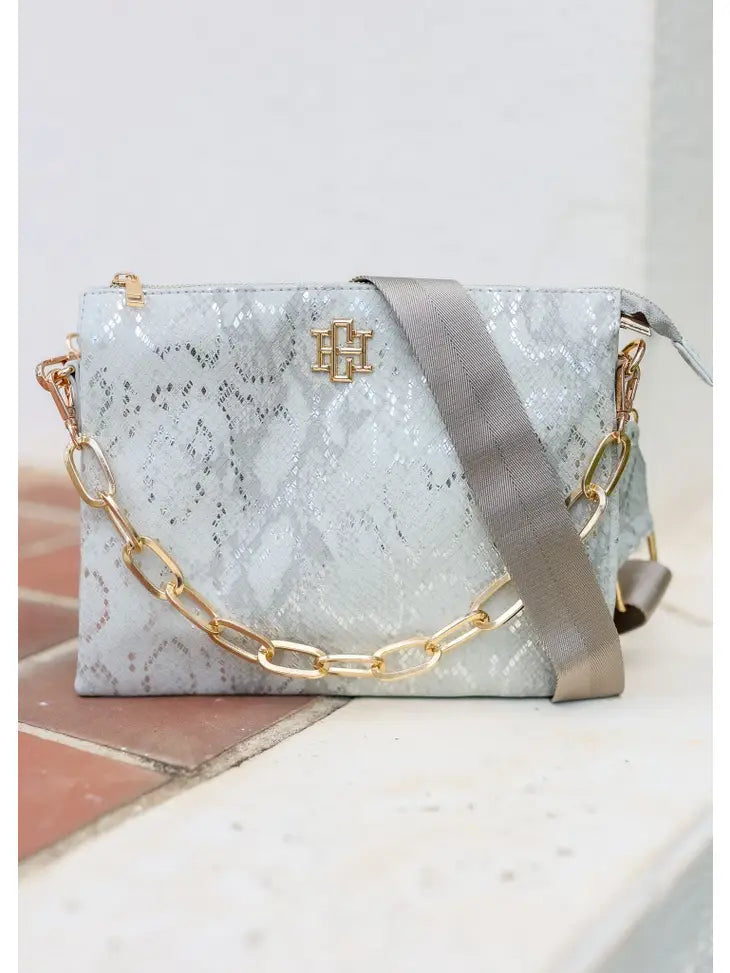 ARIANA QUILTED CROSSBODY - METALLIC GRAY