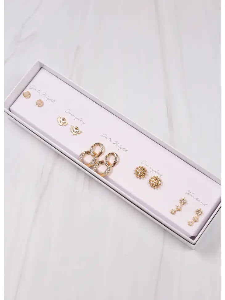 AURORA EARRINGS SET - GOLD