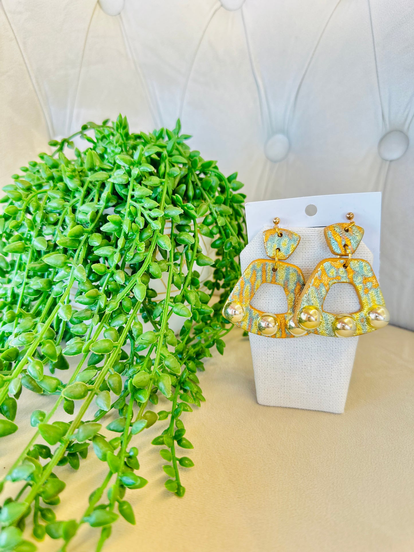 BEADED TRIANGLE EARRINGS