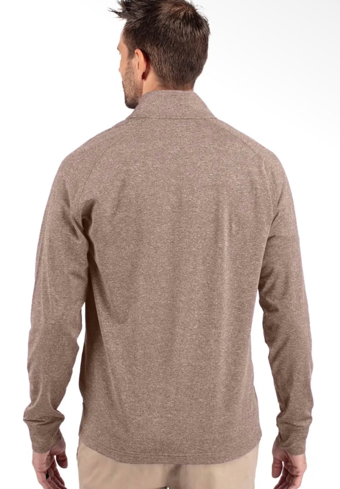 MENS TAUPE QUARTER ZIP TOP