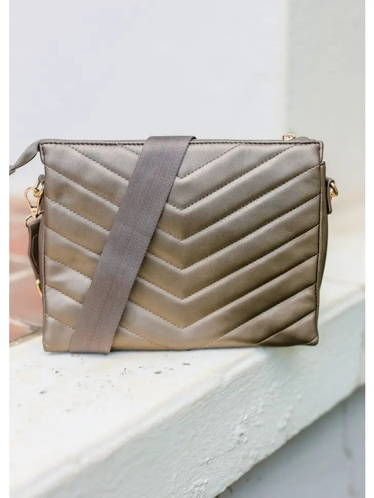 ARIANA QUILTED CROSSBODY - BRONZE