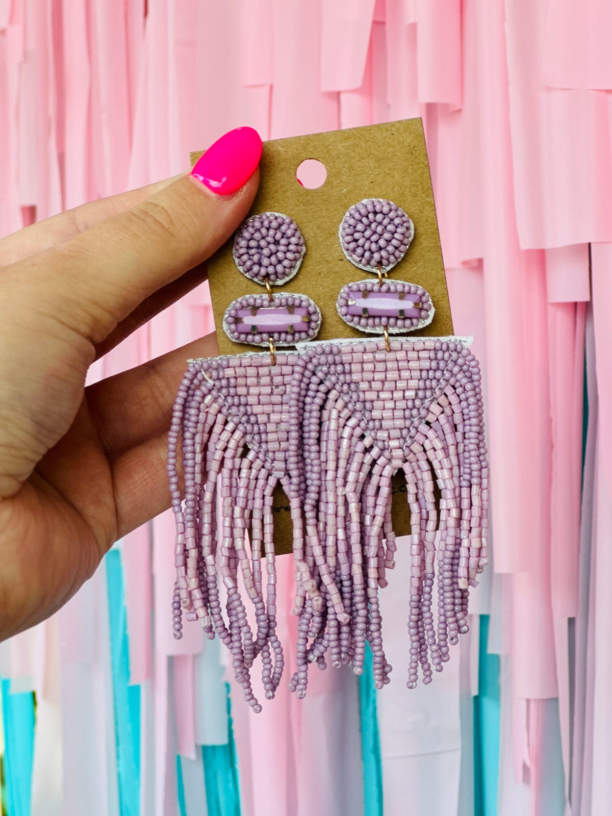 SEED BEAD TASSEL DANGLE EARRINGS
