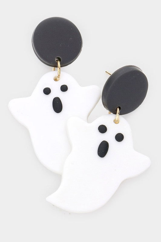 Halloween Ghost Clay Dangle Earrings