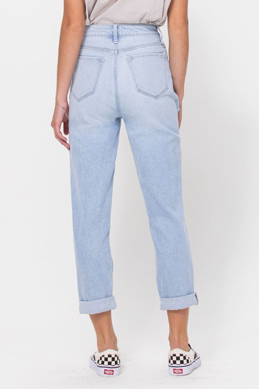 ALL SMILES CELLO DISTRESSED MOM JEANS