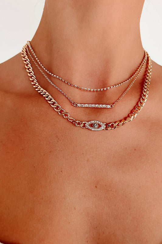 TRIPLE EVIL EYE NECKLACE