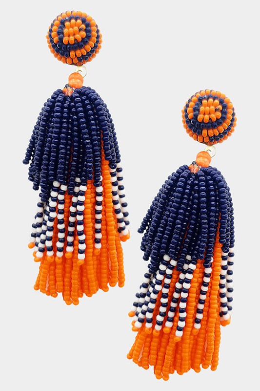 GAME DAY SEED BEADED DANGLE EARRINGS