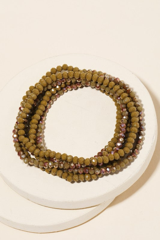 MULTI GLASS BEADED STRETCH BRACELET SET