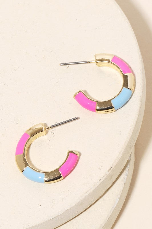 ENAMEL MINI HOOP EARRING