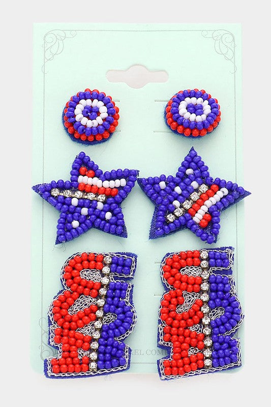 USA FLAG STAR EARRINGS