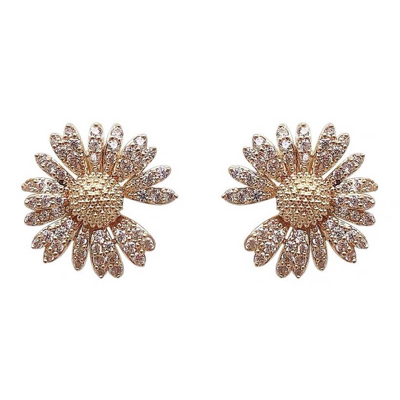 The Southern Stripe - He Loves Me, He Loves Me Not Pave Daisy Stud Earring