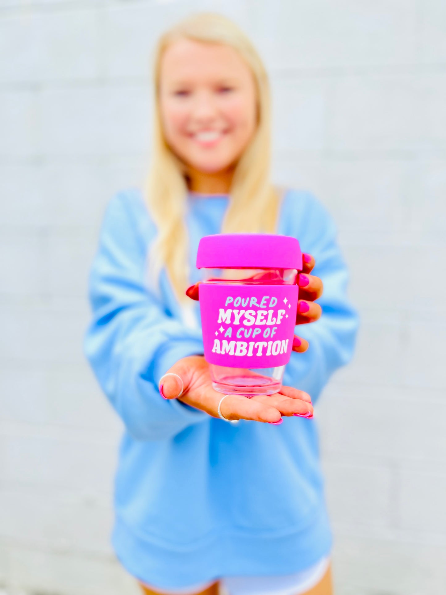 POURED MYSELF A CUP OF AMBITION GLASS COFFEE MUG