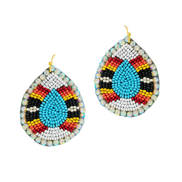 MULTI TEARDROP SEED BEADED EARRING