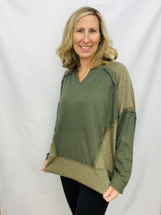 BLACK FRIDAY - DUO FABRIC MIXED AND DOLMAN SLEEVE TOP