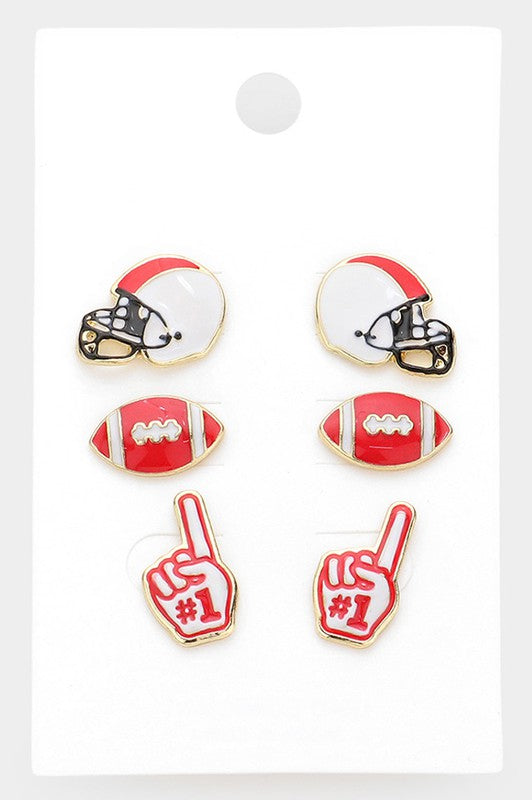 GAME DAY FOOTBALL EARRING STUD SET
