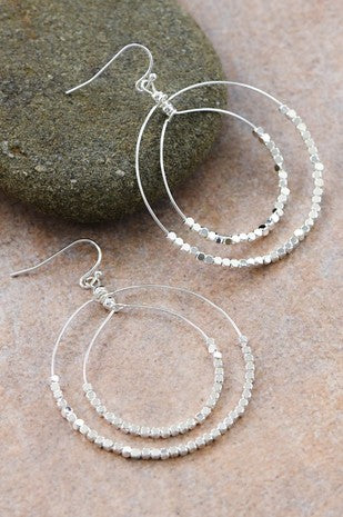 BEADED DOUBLE CIRCLE EARRINGS