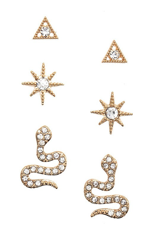 RHINESTONE PAVE SNAKE POST EARRINGS