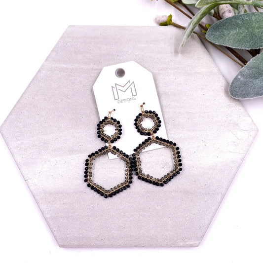 HEX EARRINGS - BLACK
