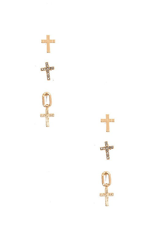 MIX CROSS POST EARRING SET