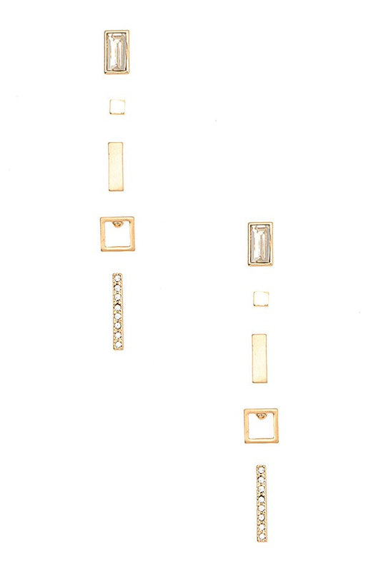 GEM BAR ACCENT MIX POST EARRING SET