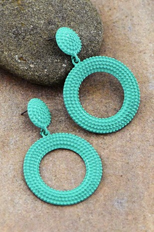 TURQUOISE GREEN PAINTED EARRINGS