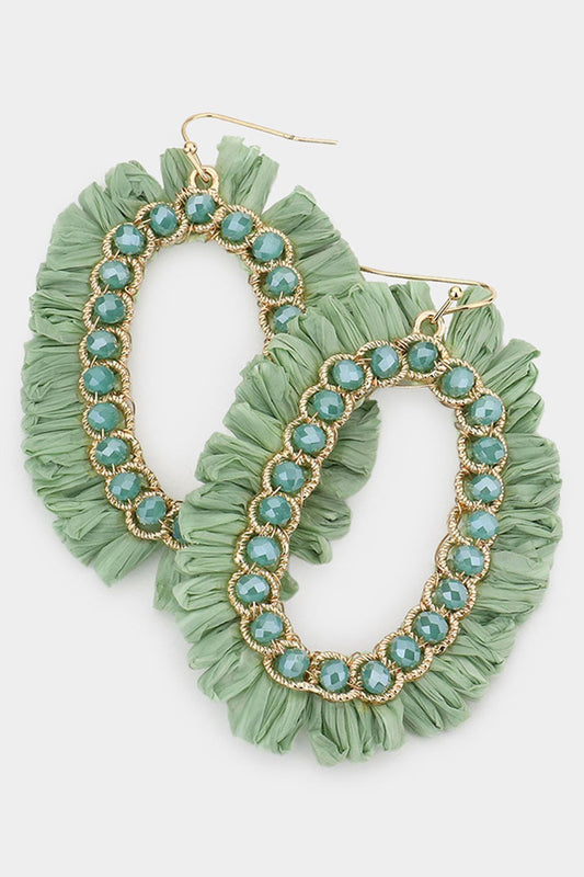 RAFFIA TRIMMED FACETED EARRINGS