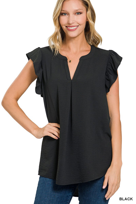 WOVEN AIRFLOW RUFFLED SLEEVE
