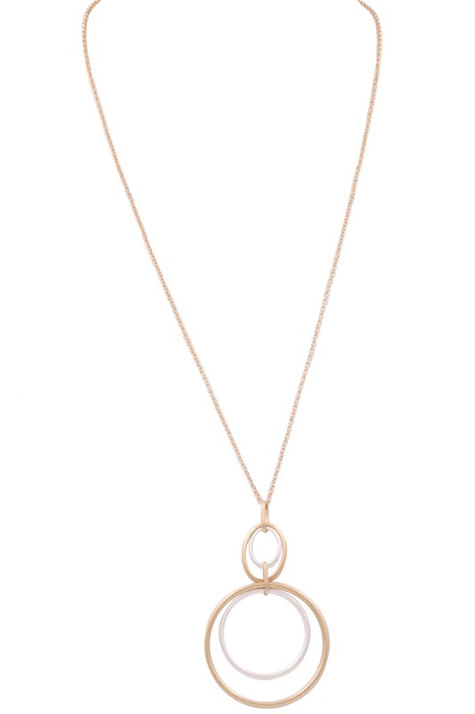 METAL LAYERED RING PENDANT NECKLACE