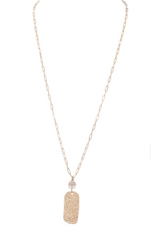 METAL CRUMPLE PENDANT LONG NECKLACE