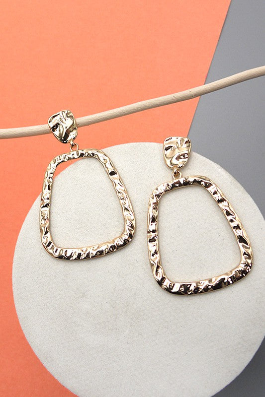 HAMMERED CUT OUT DROP EARRINGS