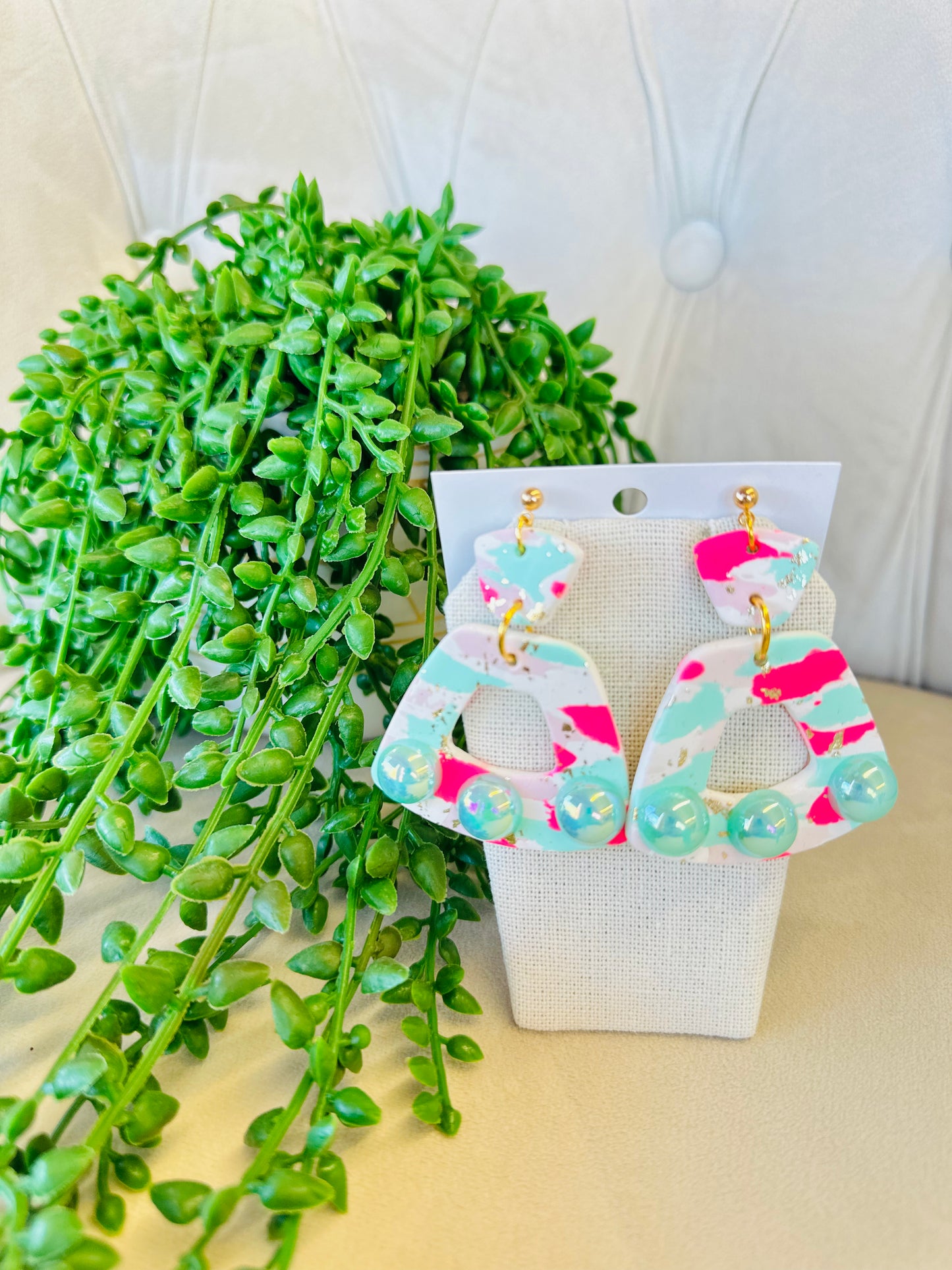 BEADED TRIANGLE EARRINGS