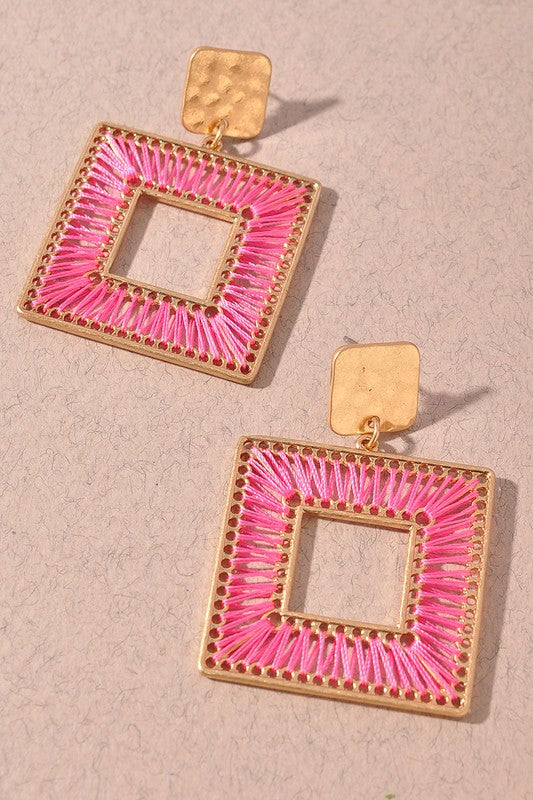 THREADED BOX FRAME EARRINGS