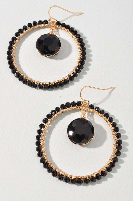 BLACK CIRCLE DROP EARRINGS