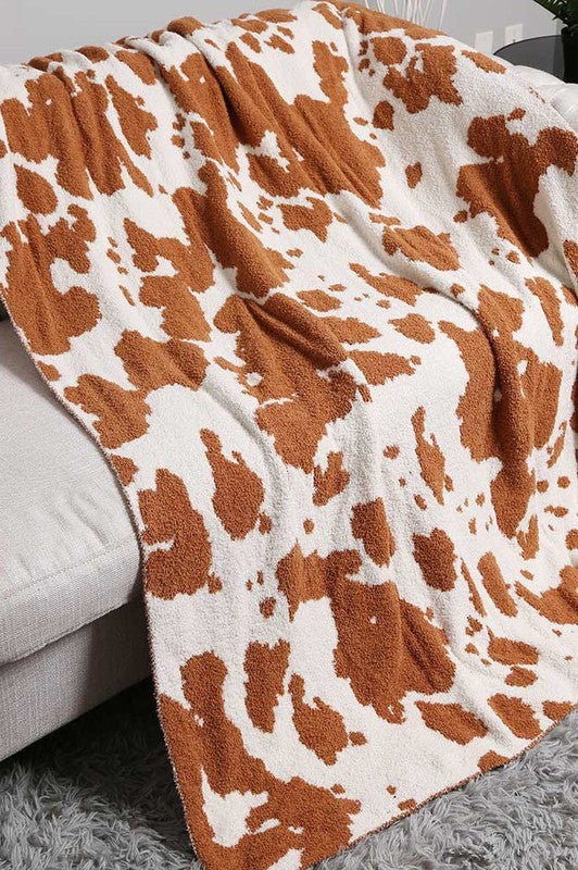 COW PATTERNED REVERSIBLE BLANKET