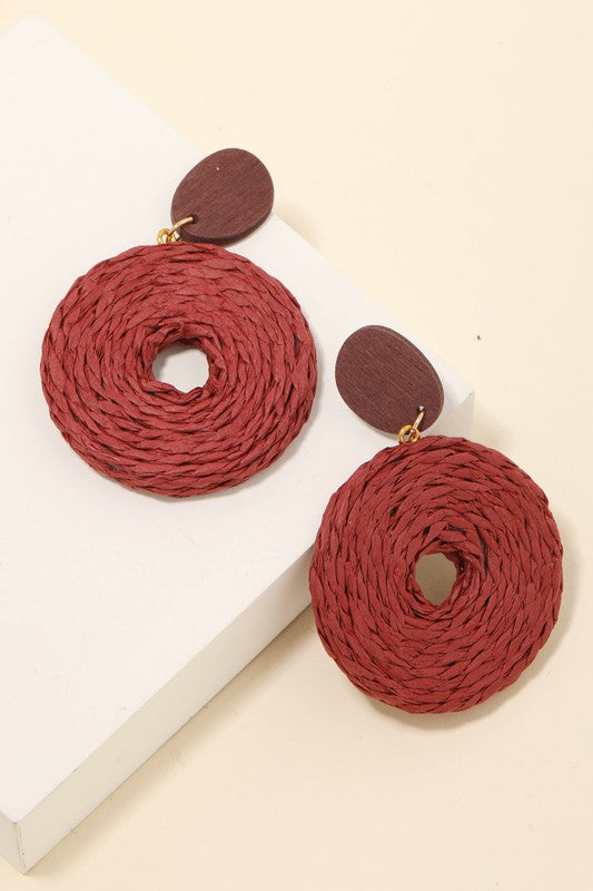 PAPER BRAIDED HOOP DANGLE EARRINGS