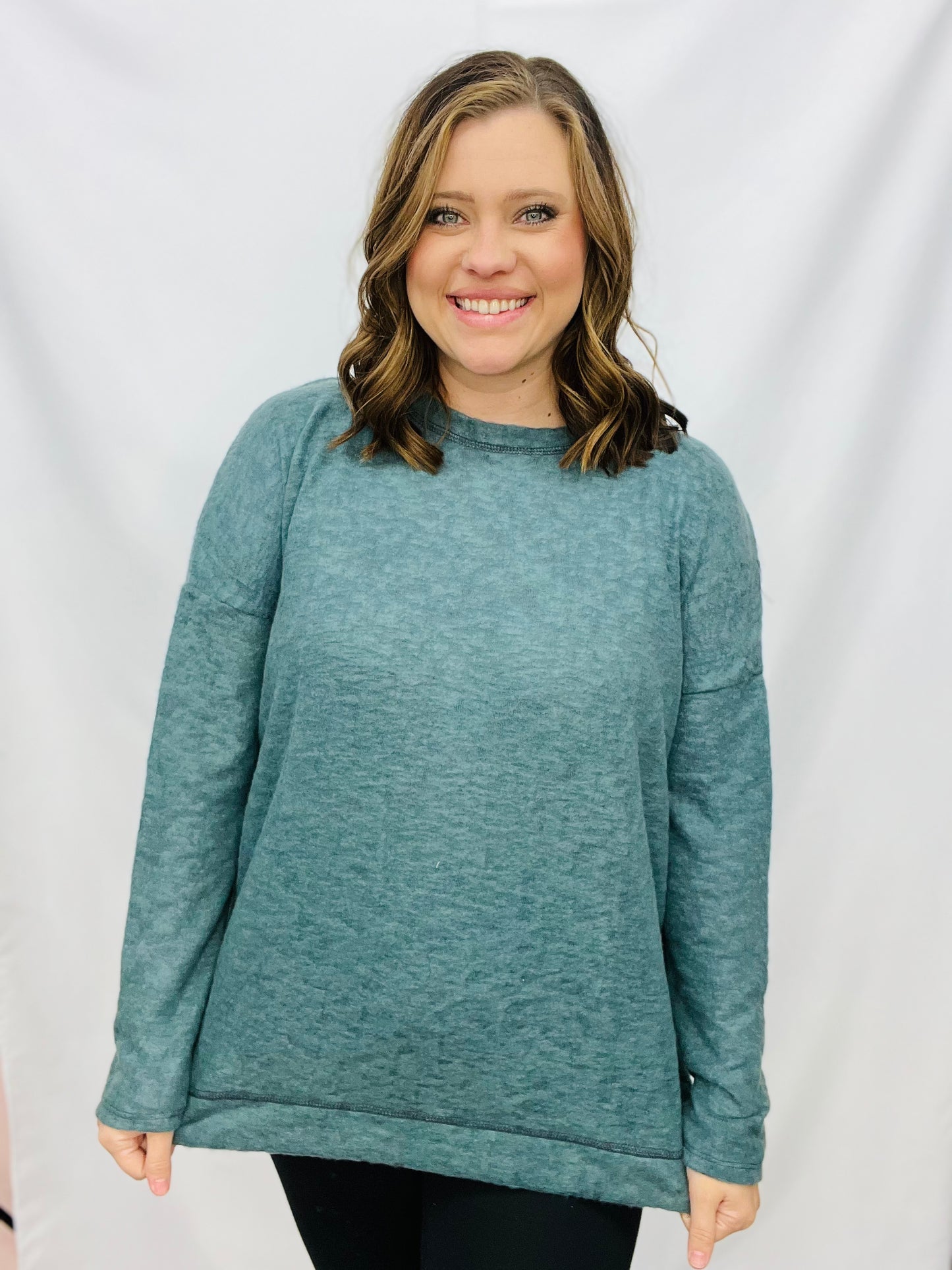 BLACK FRIDAY - LONG SLEEVE BRUSHED KNIT TOP