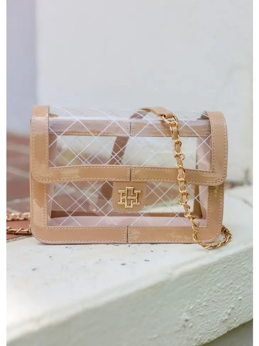 QUINN QUILTED CLEAR BAG - NUDE PATENT