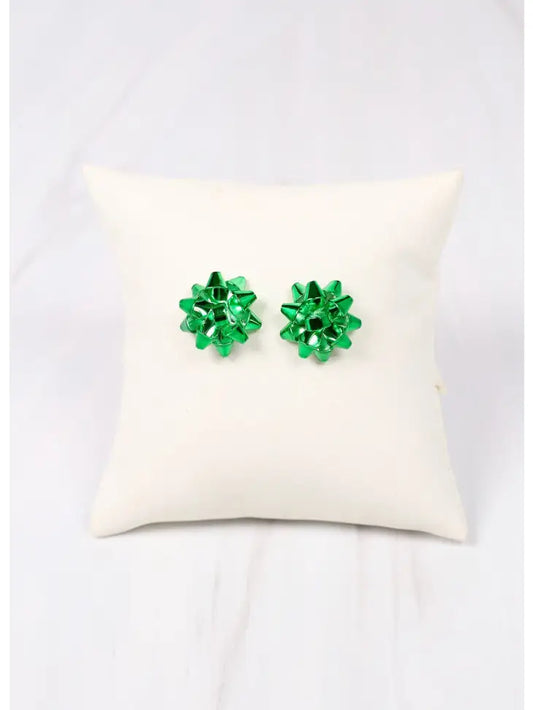 BOW TOPPER EARRINGS - GREEN