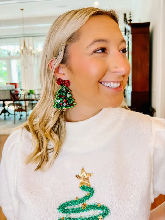 FA LA LA CHRISTMAS TREE EARRING - GREEN