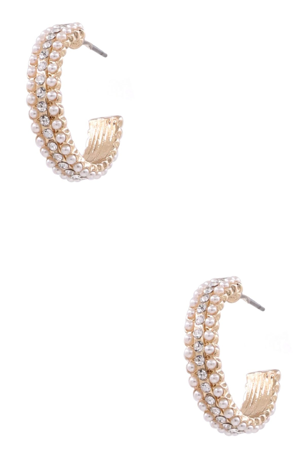 CREAM PEARL OPEN HOOP EARRINGS