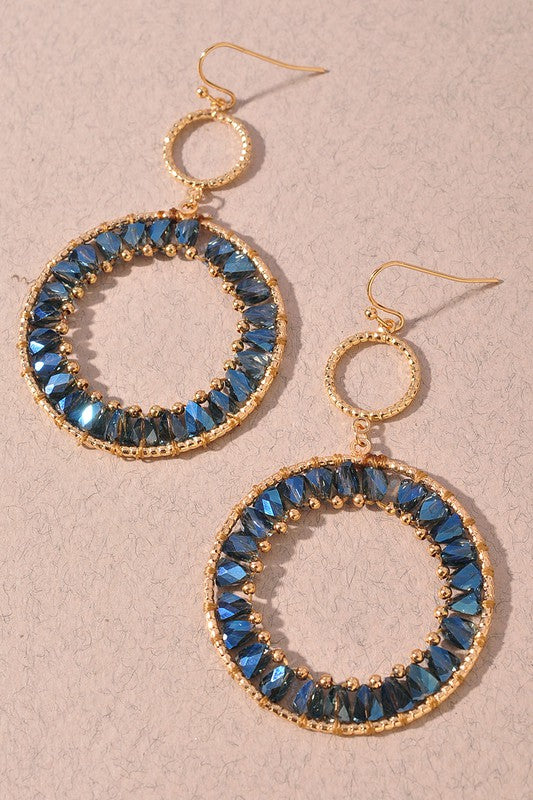 DOUBLE CIRCLE BEADED DANGLE EARRINGS