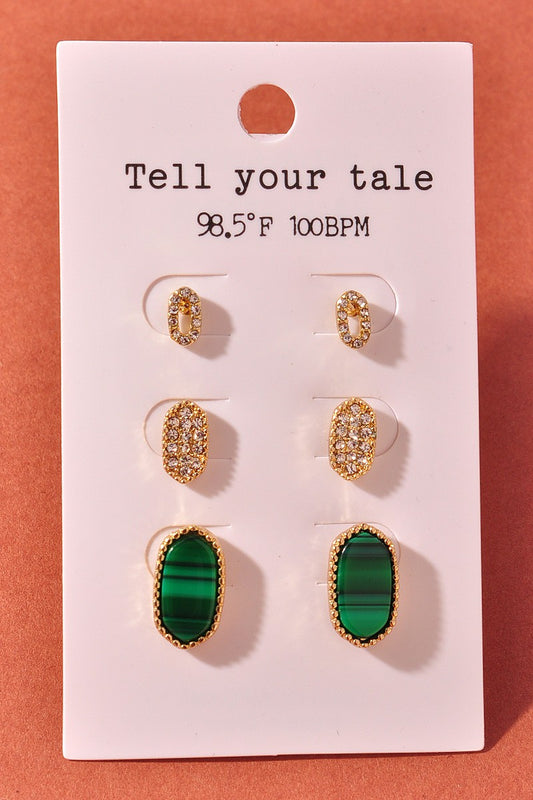 RHINESTONE EARRING POST SET