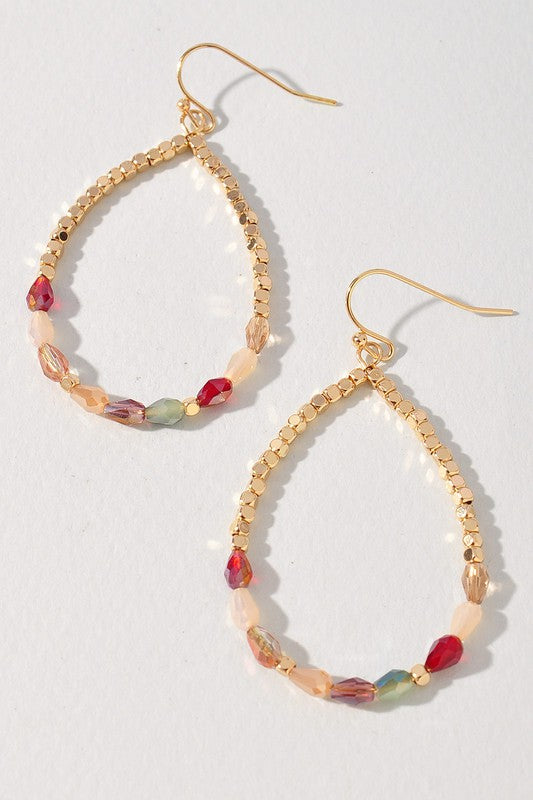 METAL BEAD TEARDROP DANGLE EARRINGS