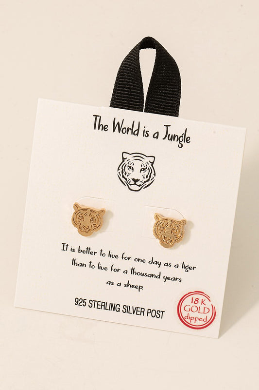 GOLD DIPPED TIGER HEAD STUDS