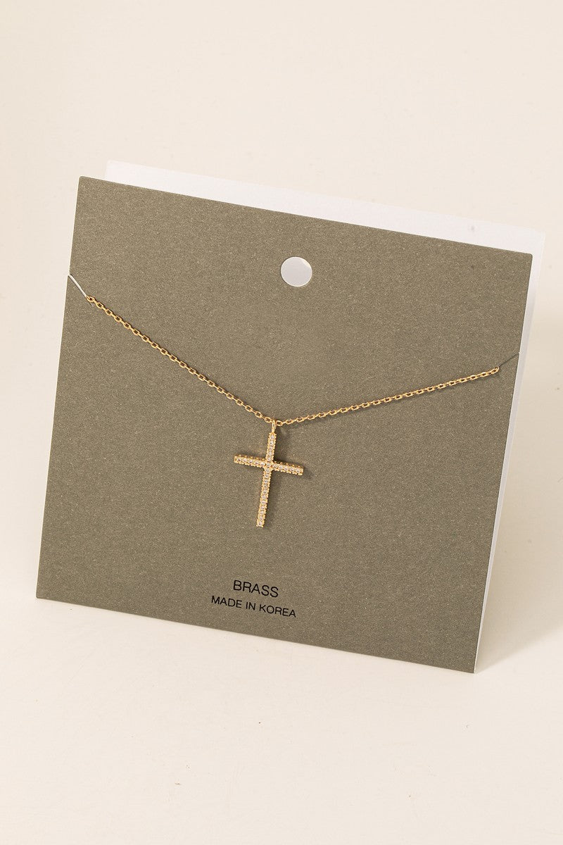 PAVE CROSS PENDANT NECKLACE