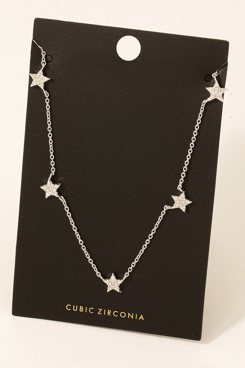 GOLD DIPPED PAVE STARS NECKLACE