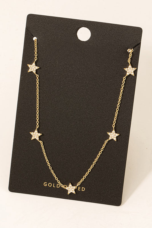 GOLD DIPPED PAVE STARS NECKLACE