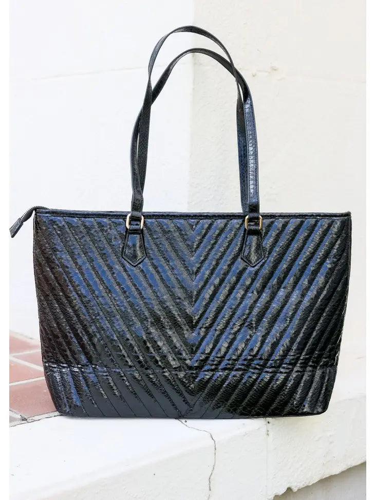 TABITHA TOTE BAG - METALLIC BLACK