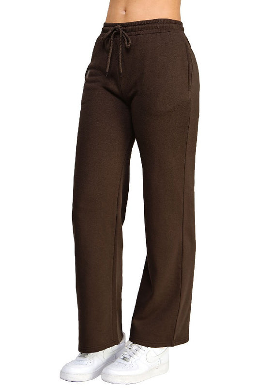 FLEECE STRAIGHT LEG MID-RISE PANT